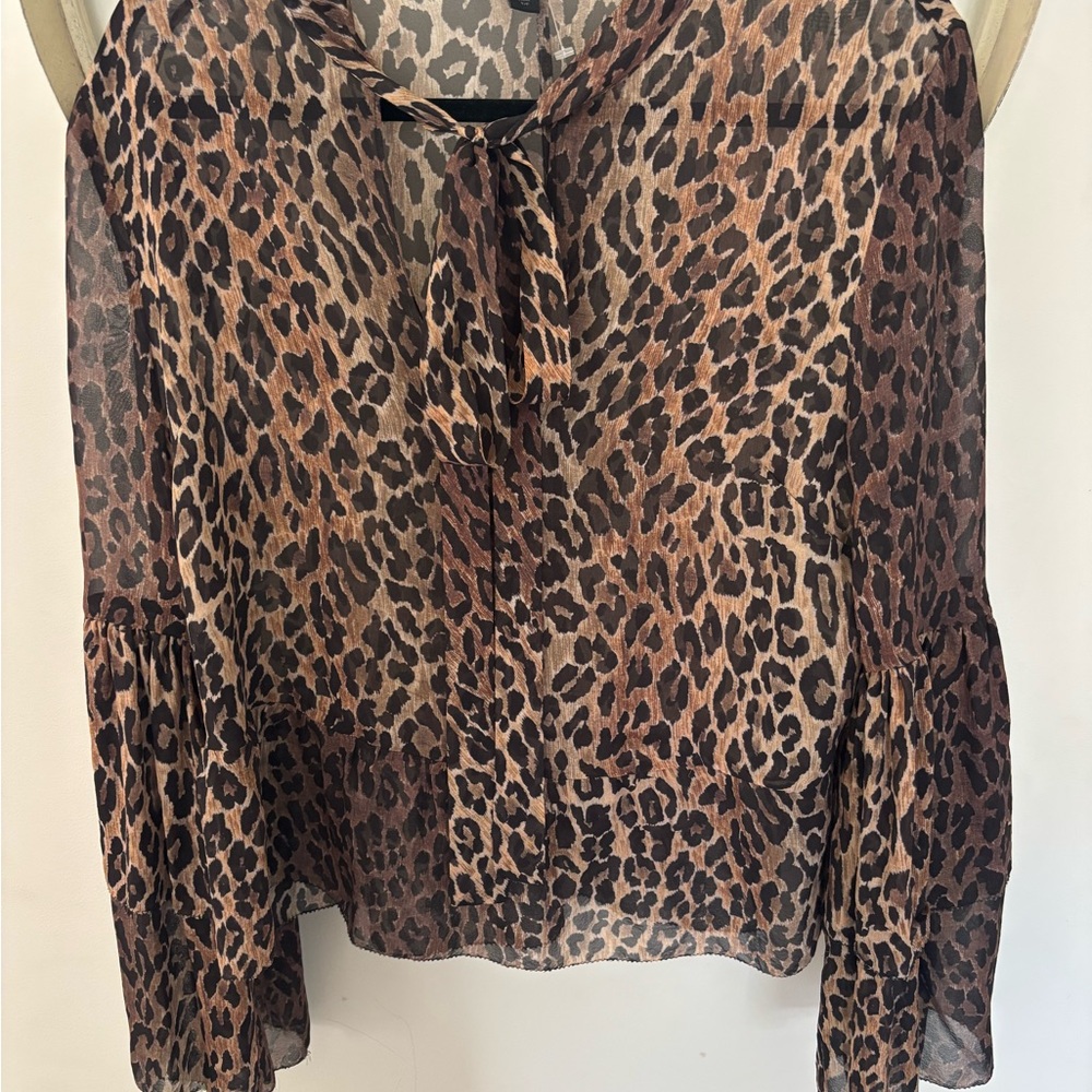 Saks Fifth Avenue Animal Print Sheer Blouse